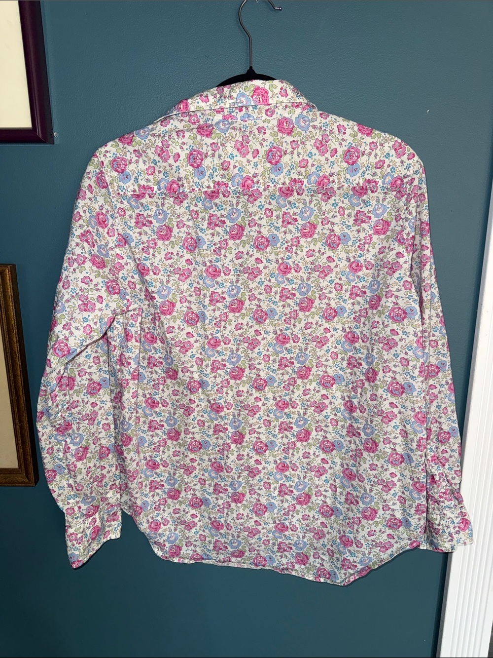 Frank & Eileen Cotton Floral Button-Down Shirt in Pink & Blue - Picture 4 of 4